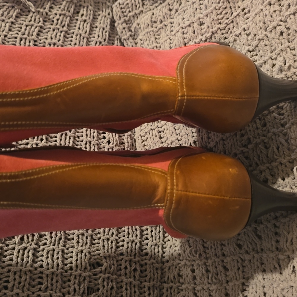 New Unisa Women's Size 9.5 Laredo Pink Suede Brown Leather Boots 3 Inch Heel - Picture 4 of 8